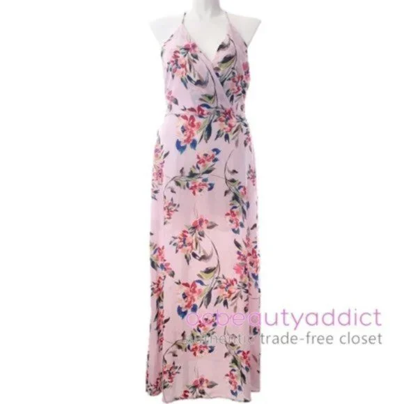 Lush Dresses | New Nordstrom Lush Flirty Pink Long Floral V Neckline Maxi Dress XL | Color: Blue/Pink | Size: XL | Pm-36613098'S Closet